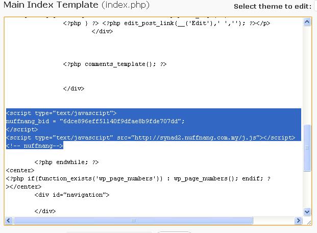 code nuffnang di  main index template