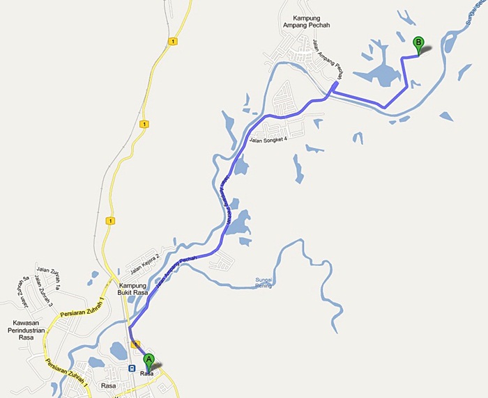 peta lokasi MRSM Kuala Kubu Bharu