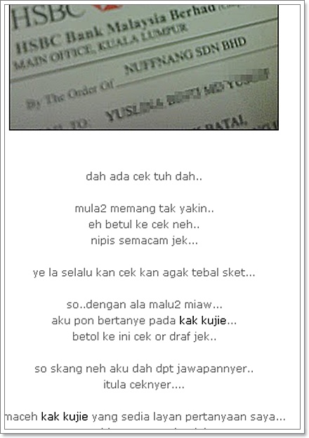 cek pertama dari nuffnang Teruja Cek Pertama Dari Nuffnang