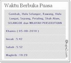 waktu berbuka puasa dan imsak