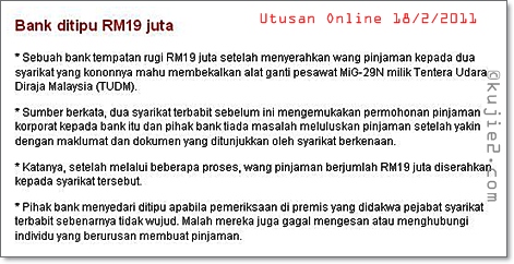 bank ditipu 19 juta Skandal Penipuan Bank   Simpanan Anda Dijamin Kerajaan?
